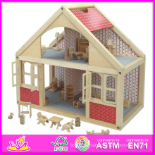 Новые дети деревянная Кукла дом игрушки 2014, популярных симпатичных детей деревянная Кукла дом, Beartiful Принцесса DIY деревянная Кукла дом W06A039